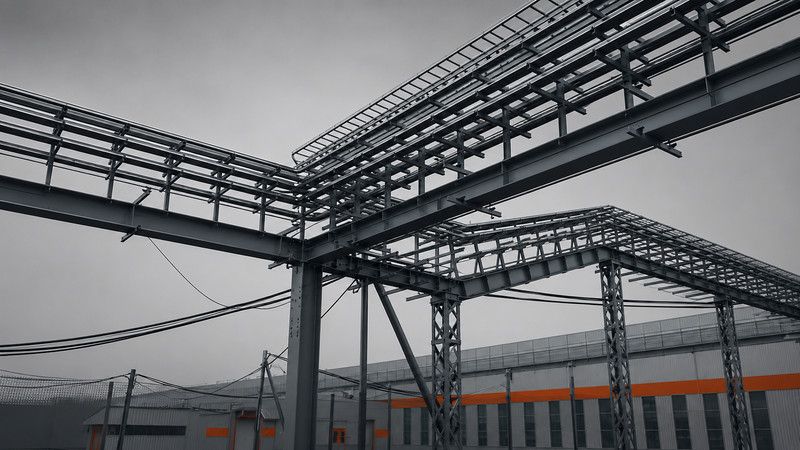 Кабельная эстакада на опорных колоннах — 3D-рендер