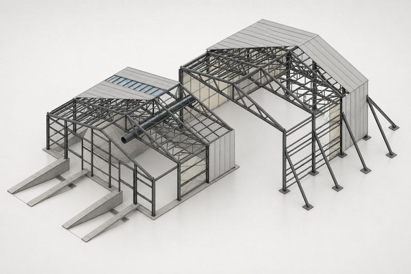 Овощехранилище 24 × 24 м — 3D-рендер каркаса