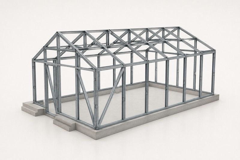 Каркас теплицы 6 × 12 м — 3D-рендер